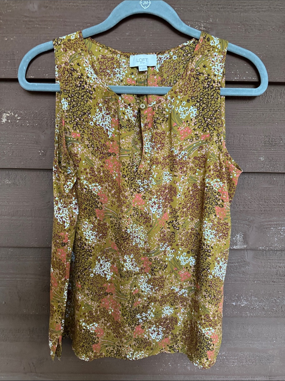 LOFT Olive Mustard Floral Sleeveless Top size Medium